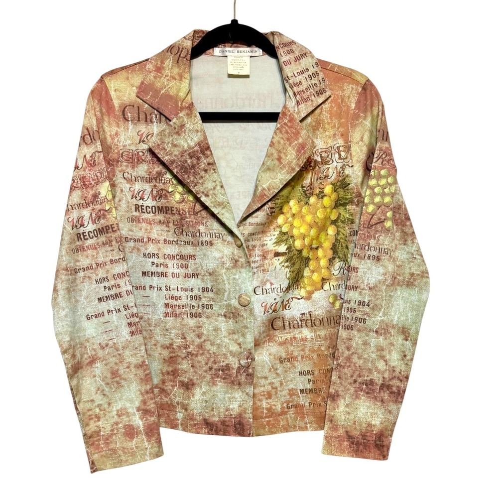 Vintage Daniel Benjamin Y2K Artsy Jacket Womens Size Small Gallerycore Winecore‎